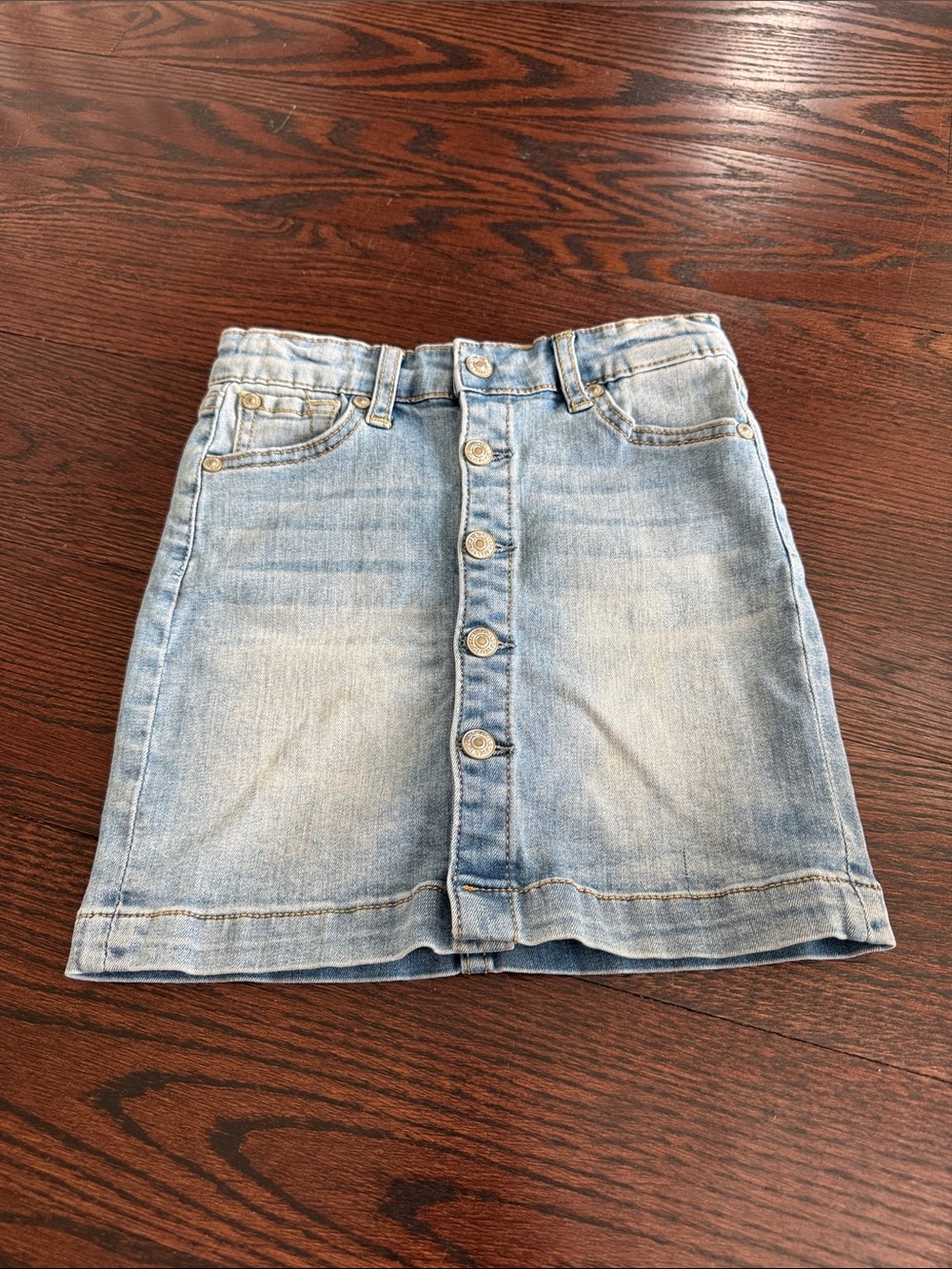 7 For All Mankind Light Blue Button-Front Denim Skirt